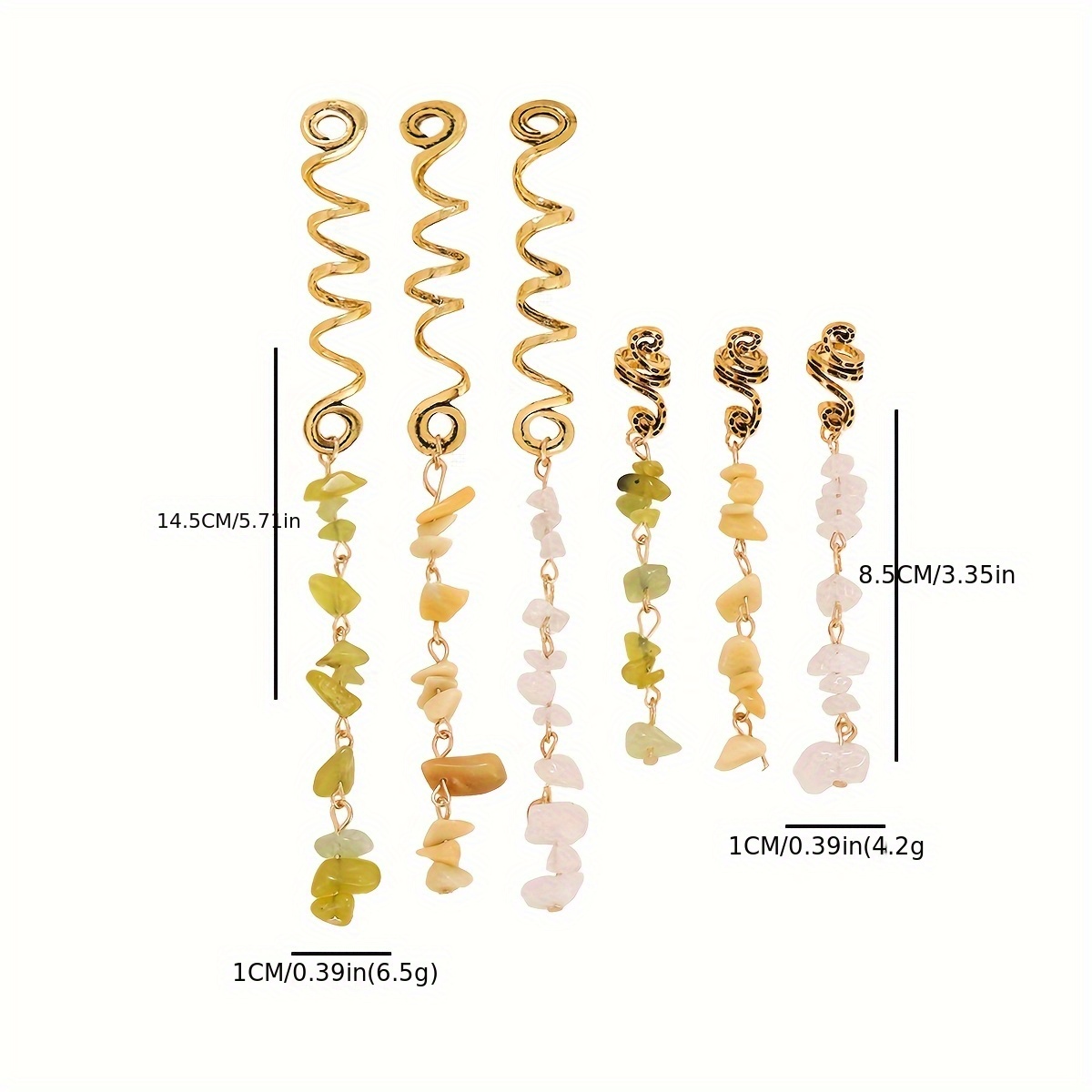 TEMU 6 pièces Accessoires de Cheveux Tendance avec Pendentif en Naturelle et Anneaux pour Cheveux