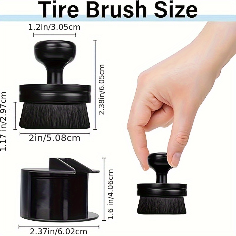 2pcs set of car detailing brushes portable car tire brushes with   high density soft bristle detailing brushes for car tire glossy polishing wax application black Product details 1
