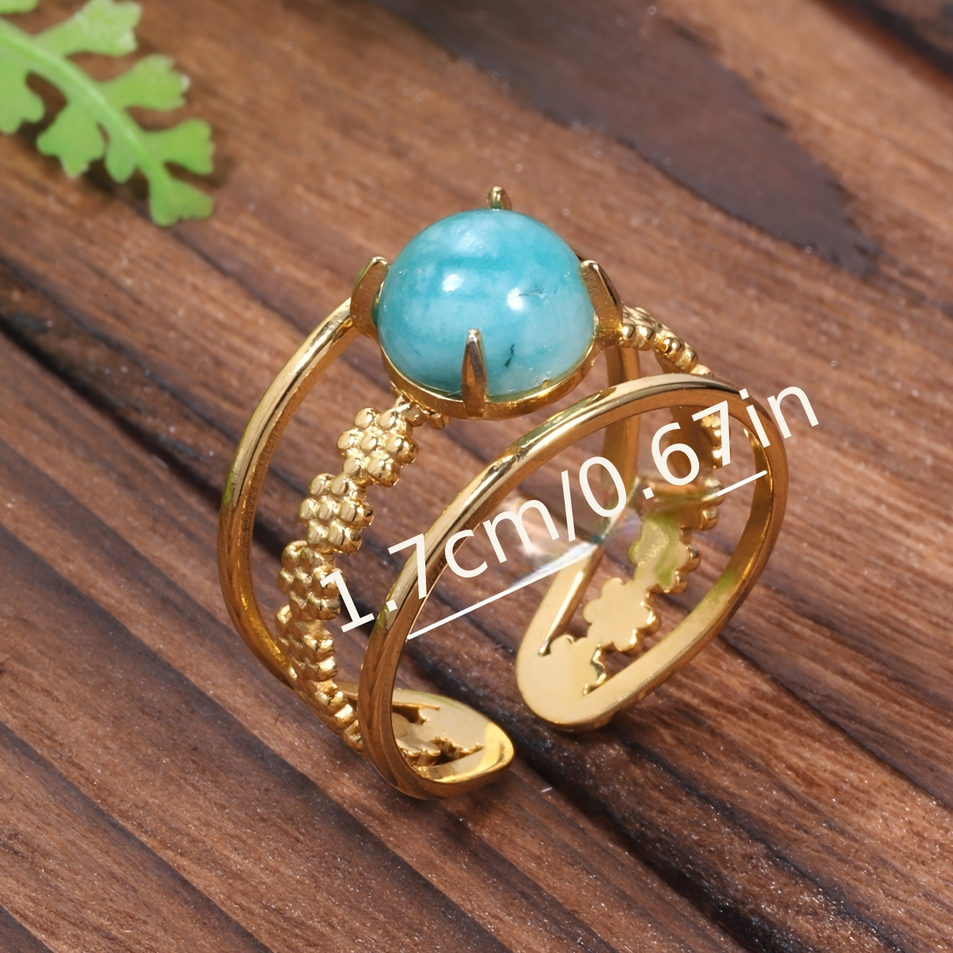 Geometric Turquoise Open Ring for Women