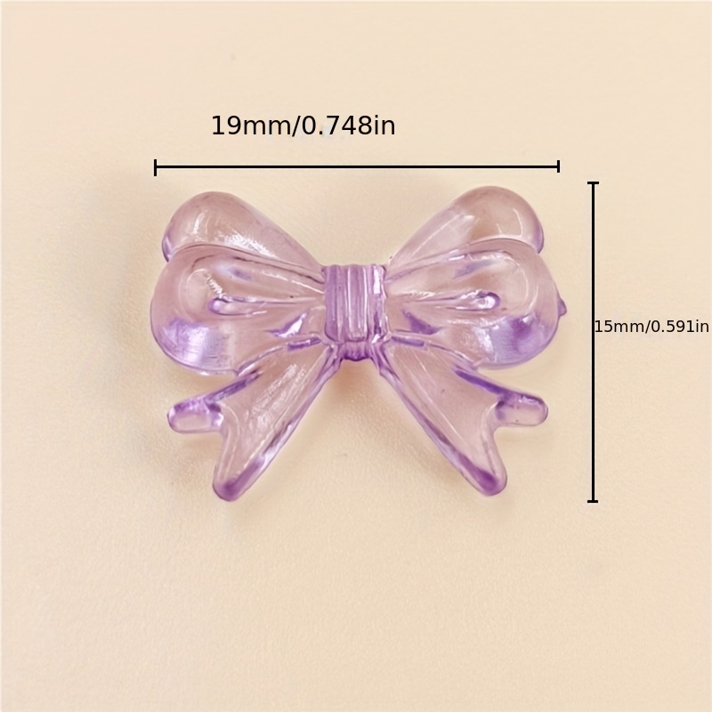 Purple Bow Beads, Acrylic Ribbon Bow Beads, Pastel Bow Beads, Purple  Plastic Beads #1473