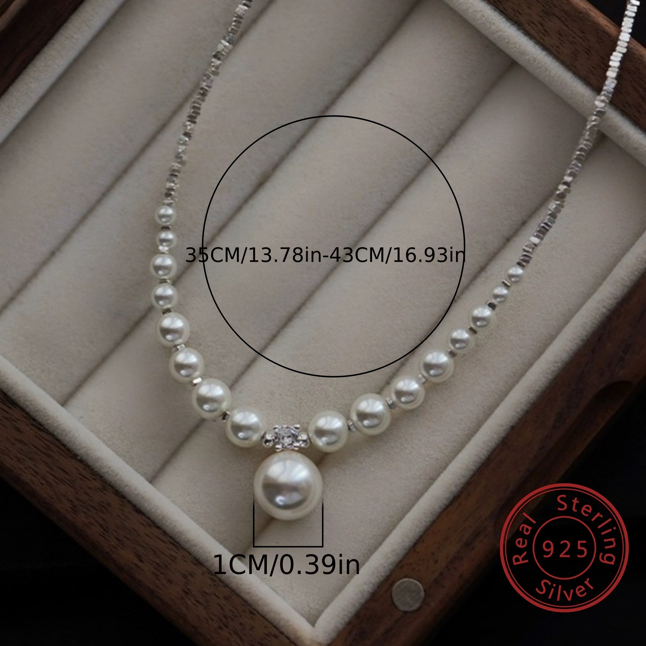 Women's 925 Sterling Silver Zirconia Shell Pearl Necklace