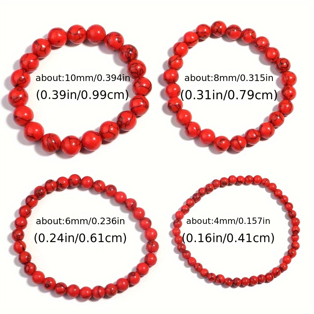 4pc Women's Natural Red Turquoise Bracelet Set