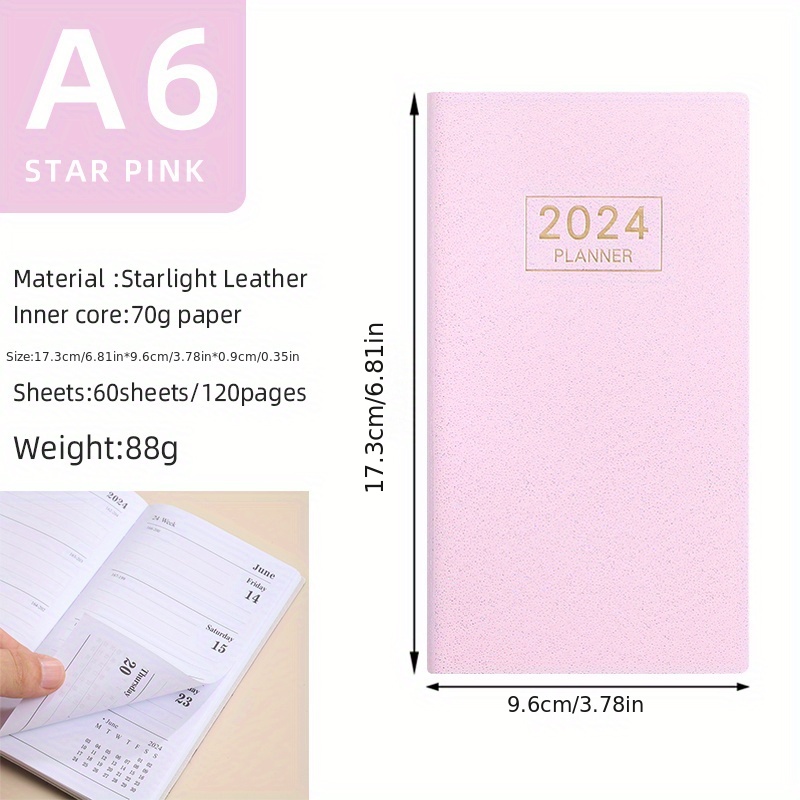 Dazzling 2024 A6 English Agenda Book Laser Color Plan Book - Temu