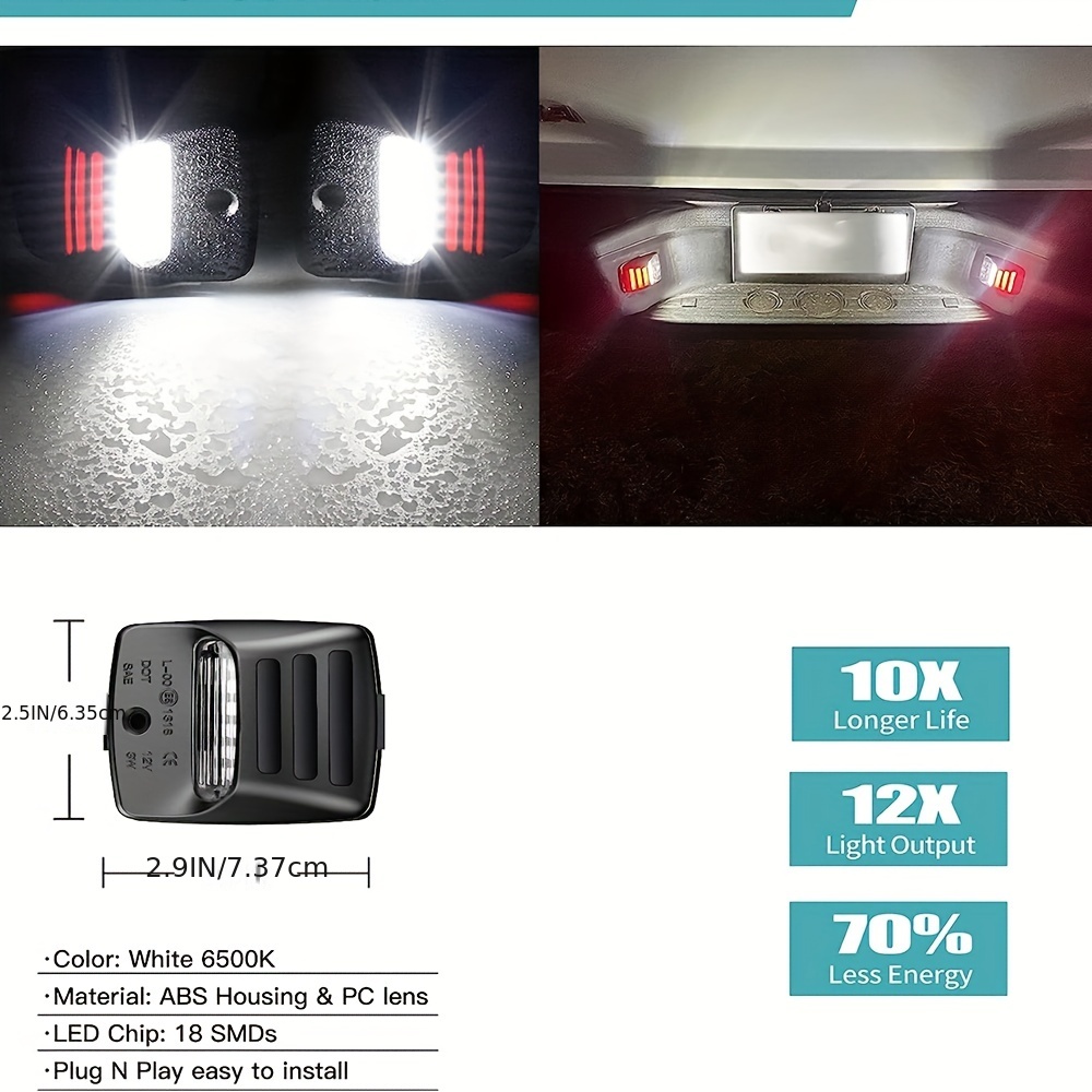 Red Oled Neon Tube Pure White Led License Plate Light Tag - Temu