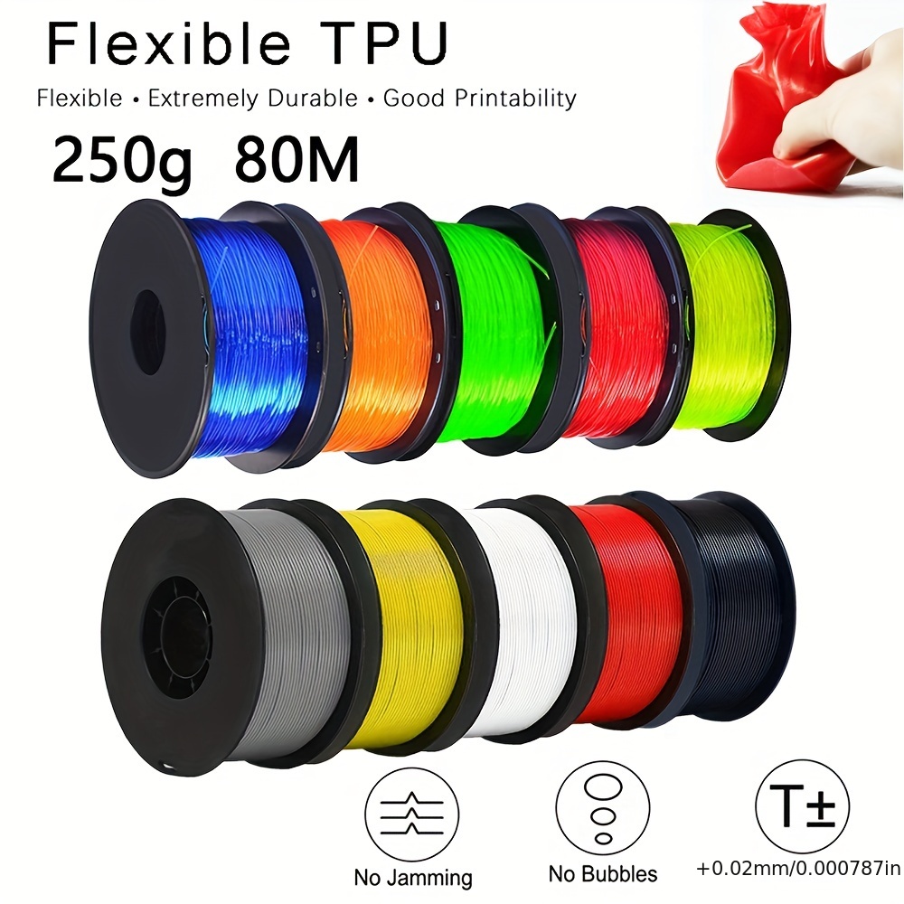 EasyThreed TPU Flexible Filament Combo 3 pieces 250g Length 80M 1.75mm Soft  3D Printing material