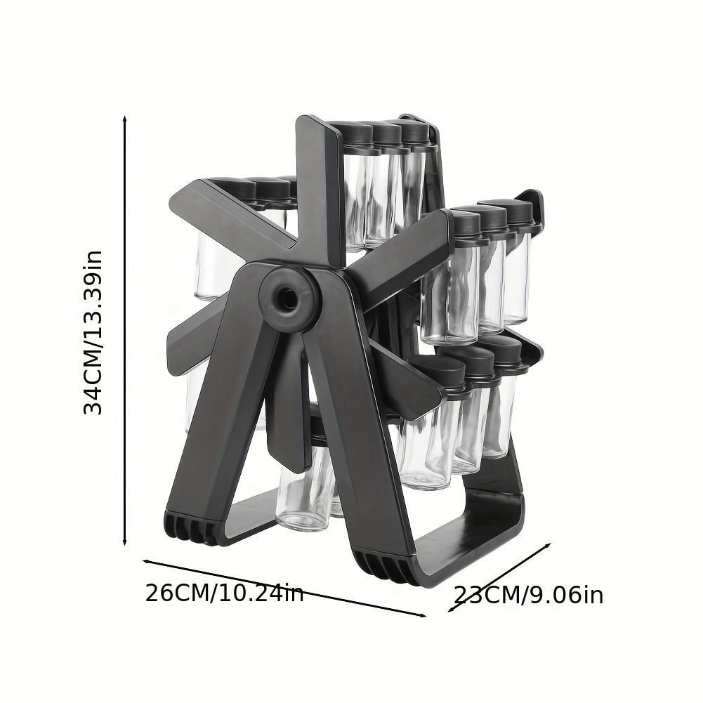 TEMU Rotating Spice Rack Organizer With 18 Glass Spice Jars, Revolving Spice Rack Set, 360 Degree Rotating Wheel Spice Rack, Removable Spice Rack