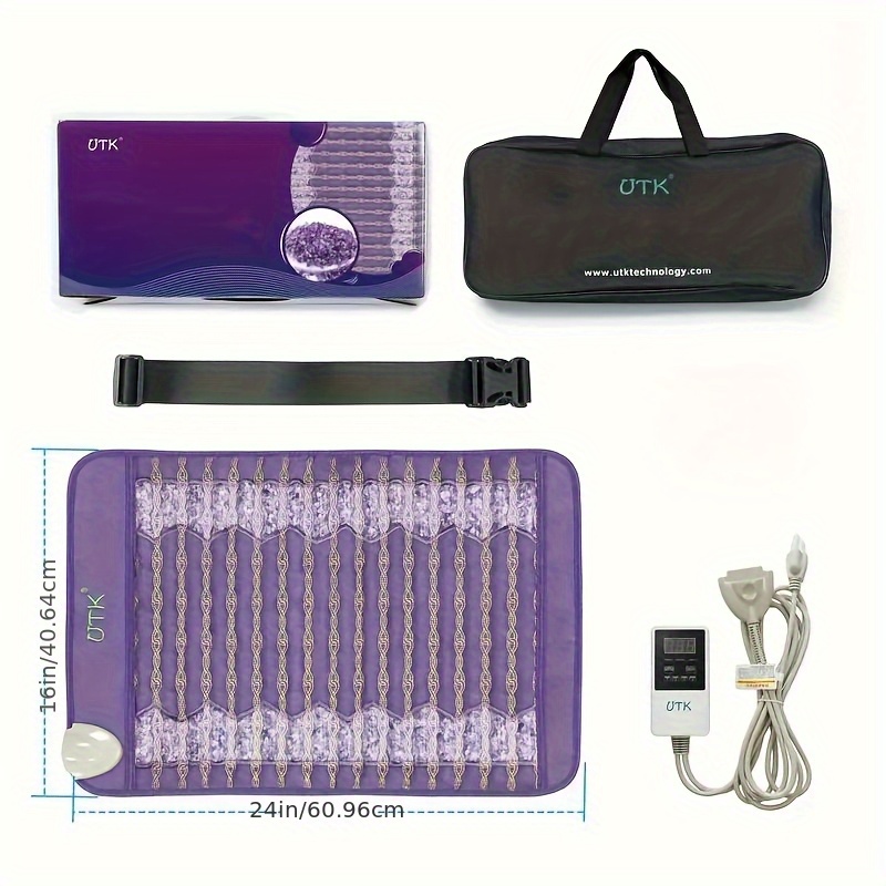 utk 24 inch x 16 inch large back heating pad with usb   function and automatic   portable storage bag suitable for yoga meditation soft and light beige friendly fabric thoughtful gift for parents Product details 4