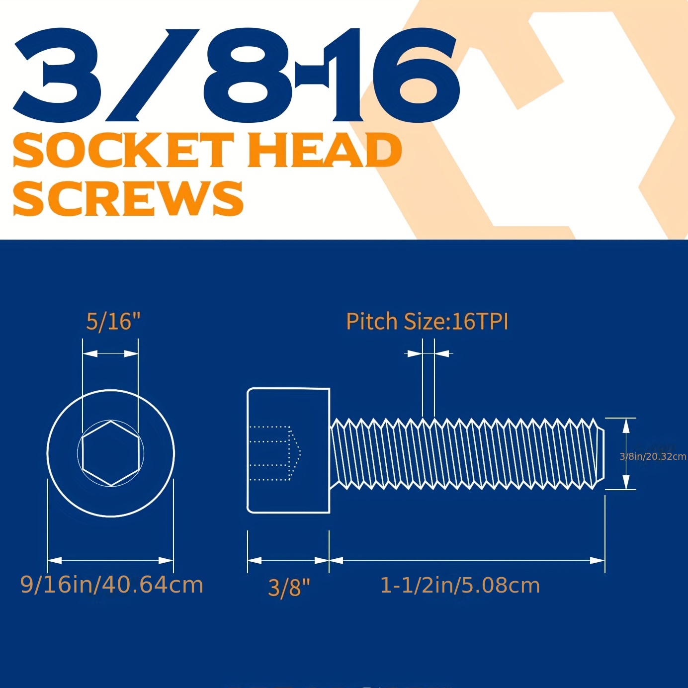 3/8-16 X 1- Socket Head Screws, Allen Socket Drive, 304 Stainless Steel 18-8,  Full Thread, Bright Finish, Fully Machine Thread Temu New Zealand