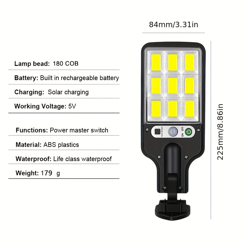 1  bright solar outdoor lights 108 cob solar lights outdoor wall light led light sensor movement outdoor solar spotlight garden decoration outdoor solar lights   street light Product details 16