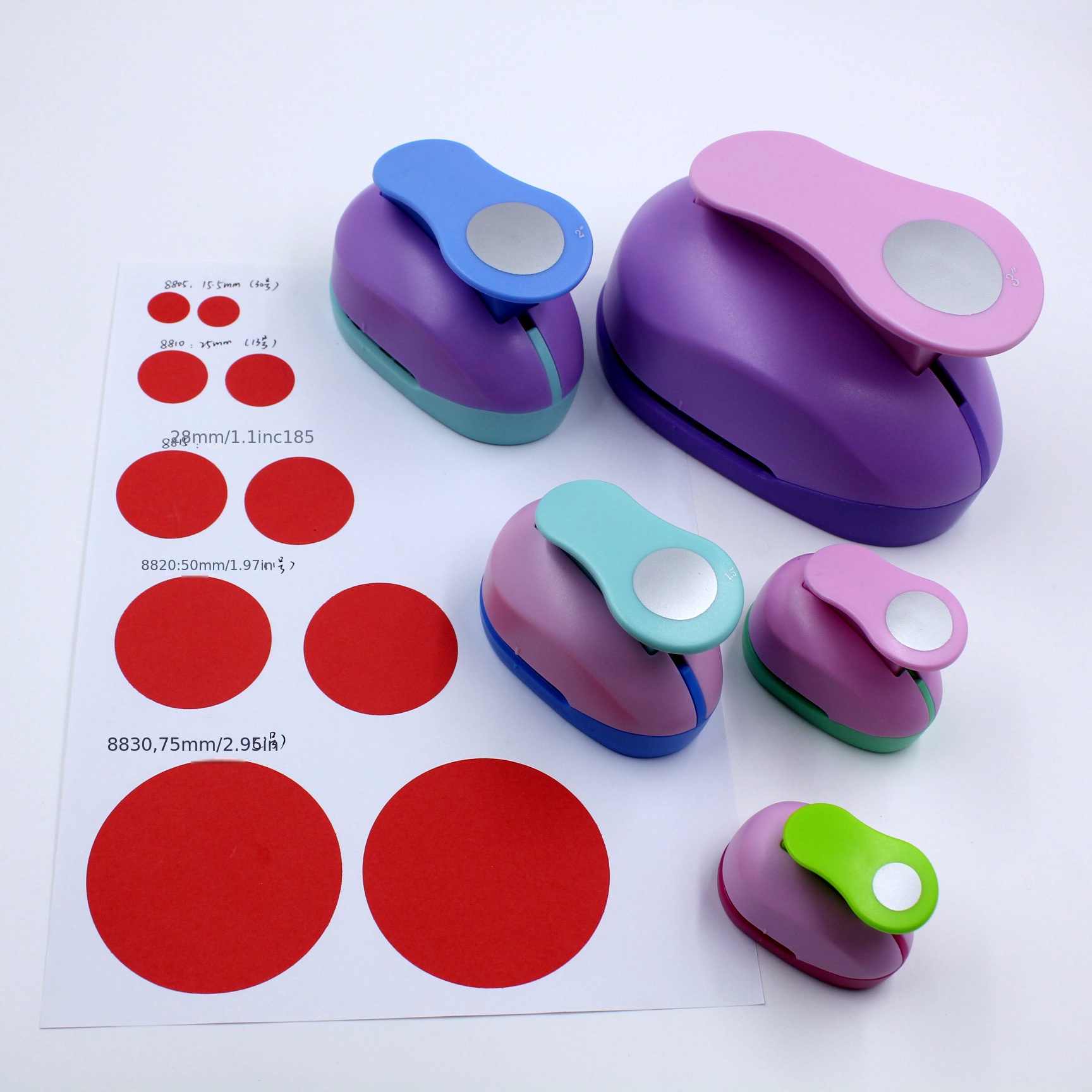 Circle Punch 8-50mm DIY Craft Hole Punch For Scrapbooking Set