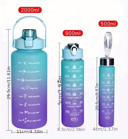 Plastic Leakproof High-Temperature Resistant Portable Multipurpose 2000Ml Water  Bottles With Straw Time Marker 