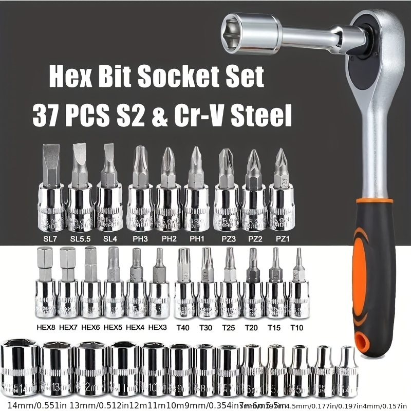 

Professional 46pcs Socket Wrench Set With Ratchet Handle And Case Sae 1/ 4" Drive