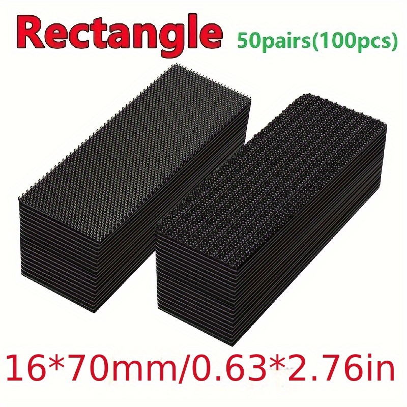 20pcs/40pcs/100pcs Rectangle Carpet Fixing Sticker Double-sided High Car Carpet Fixing Sticker Household Floor Mat Anti-slip Sticker Hook Surface + Hair Surface Pair