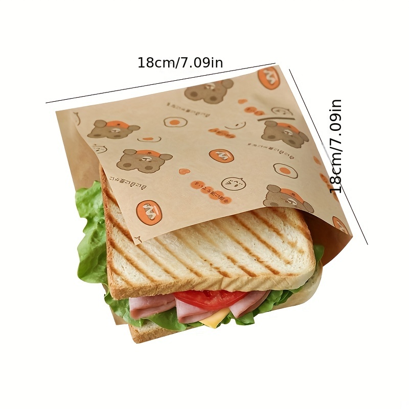 Wax Paper Sheets Grease Proof Sandwich Wrappers Kawaii Bear - Temu