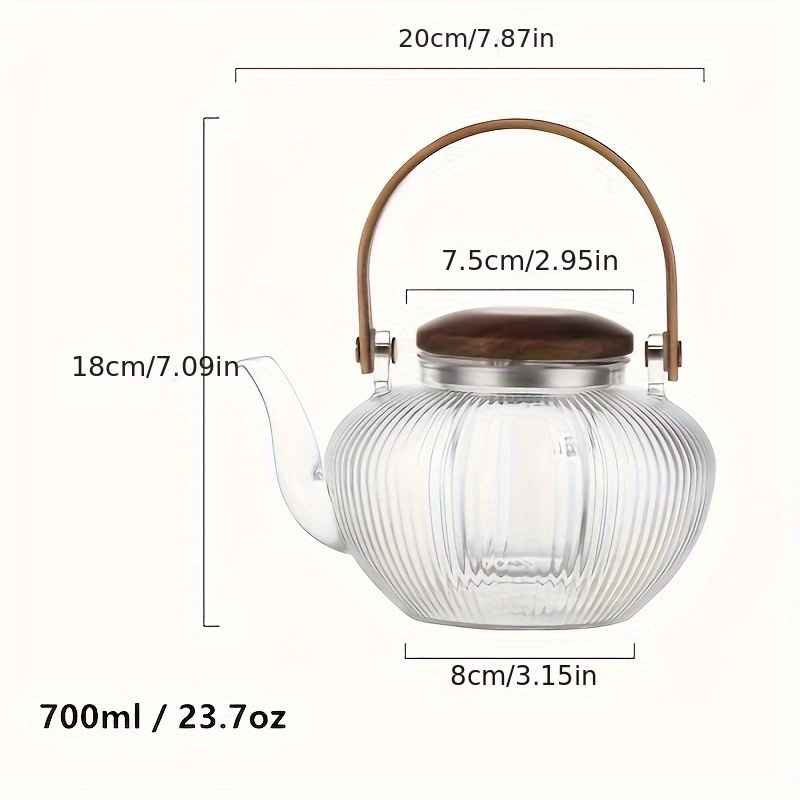 Glass Teapot With Vertical Stripes Clear Tea Kettle With - Temu