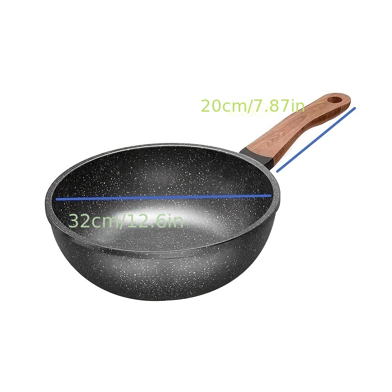 1pc Medical Stone Non-stick Frying Pan Flat Bottom Cooker for Home (Black)