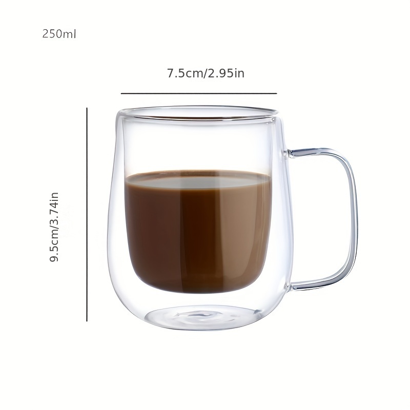 Amisglass Tazas Cafe Espresso, Vasos Cafe Cristal 100 ml de Doble Pared con  Mango, Tazas de Vidrio Borosilicato para Té, Café, Leche, Latte, Apto Para  Lavavajillas - 2 Piezas : : Hogar y cocina