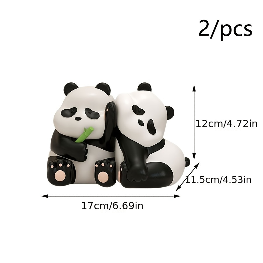 Image of Pair Of Festive Creative Ornaments Cute Panda Resin Ornaments Creative Decorations Office Ornaments Panda Eating Bamboo Ornaments Desktop Decorations, Best For Christmas