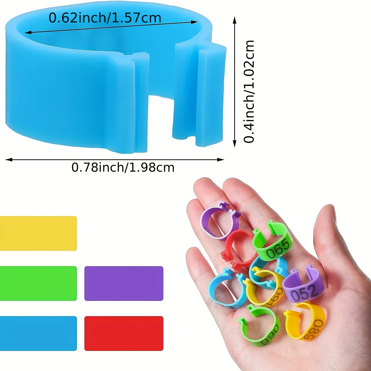 100pcs Colorful Poultry Leg Bands 16 Mm Clip on Chicken Ankle