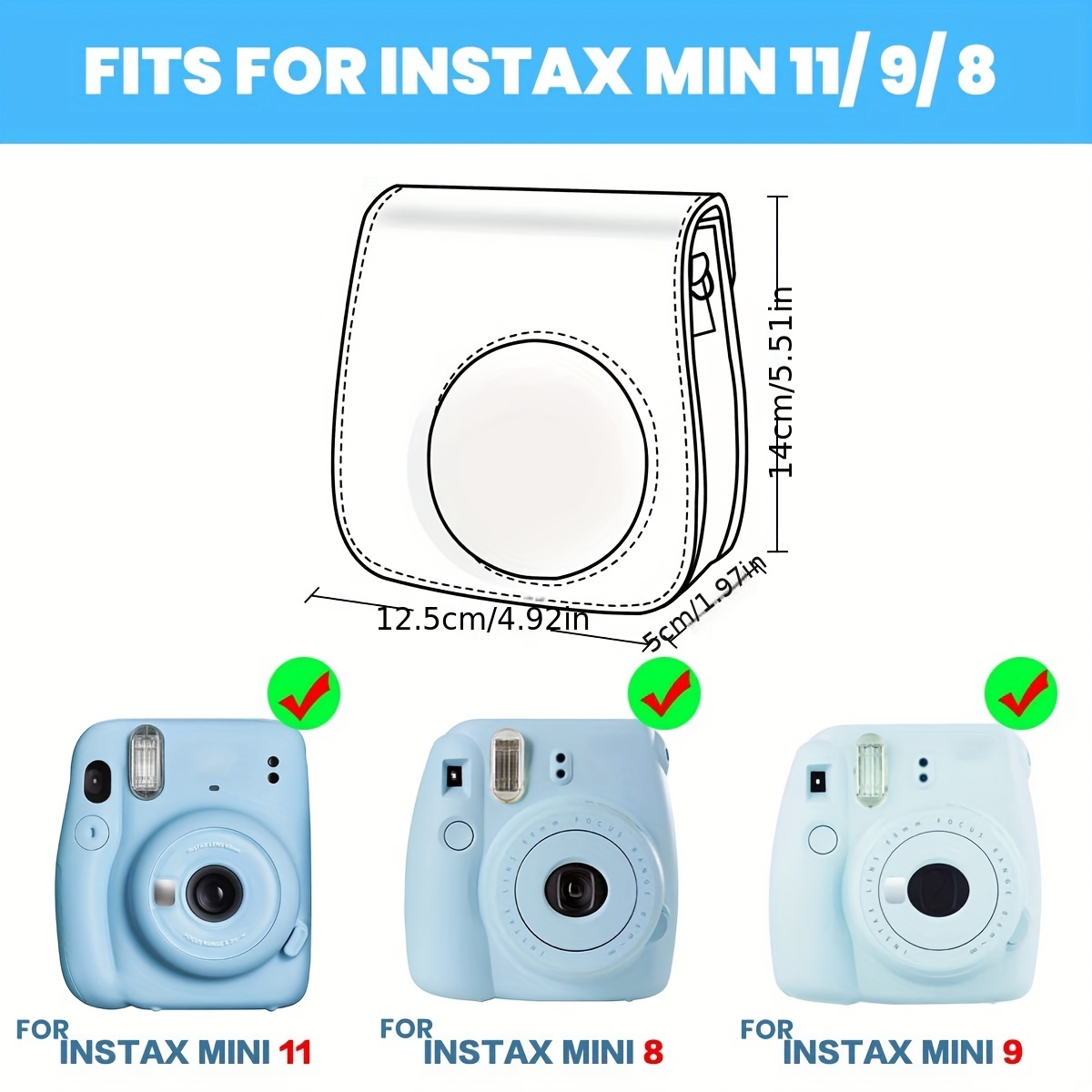 Funda transparente para cámara Fujifilm Instax Mini 11, bolsa de