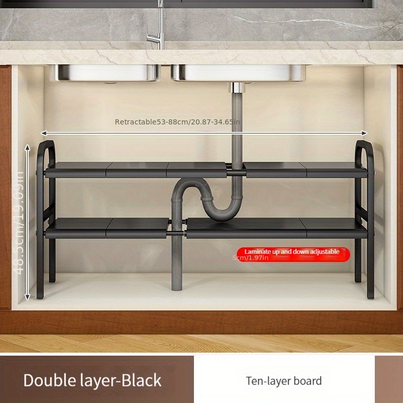 Black Metal Expandable Over-The-Sink Rack w/Pull-Out Drawer