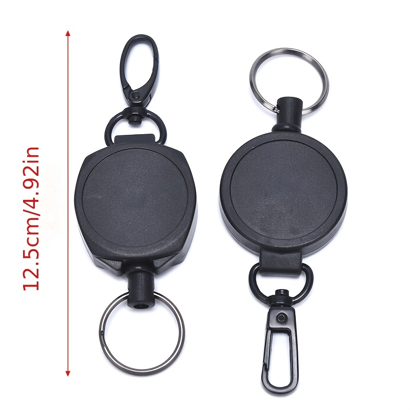 1pc Retractable Keyring, Strong Heavy Duty Key Chain with ID Card Badge Strap, Steel Belt Clips and 23.6in Extending Steel Lanyard Reel, Cool