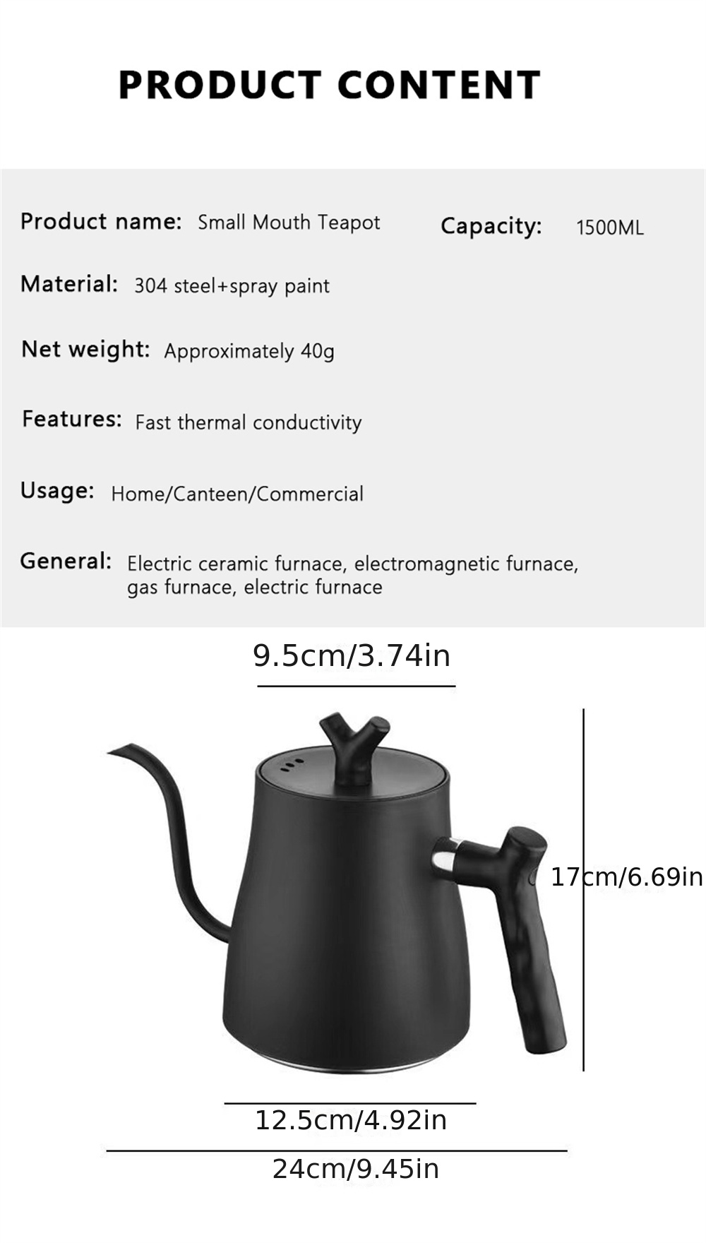 1pc Coffee Pot Milk Frothing Pitcher Jug Gooseneck Kettle Spout Stainless  Steel Espresso Coffee Tea Milk Pot Kettle Can 50.72oz