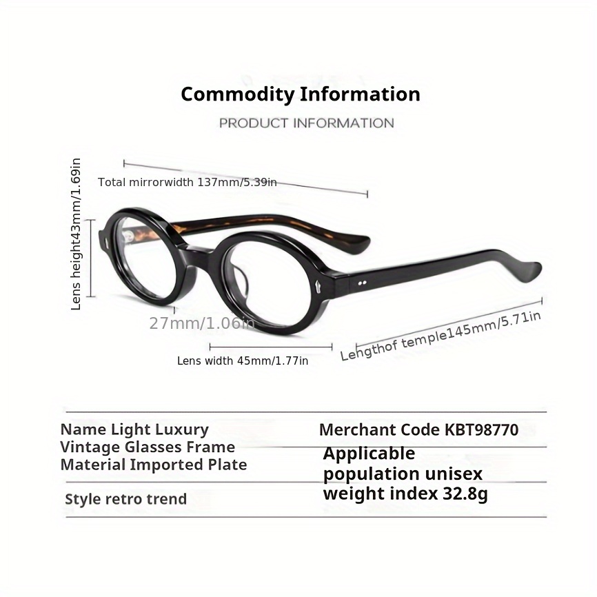 Handmade Vintage Tortoiseshell Round Frame Glasses
