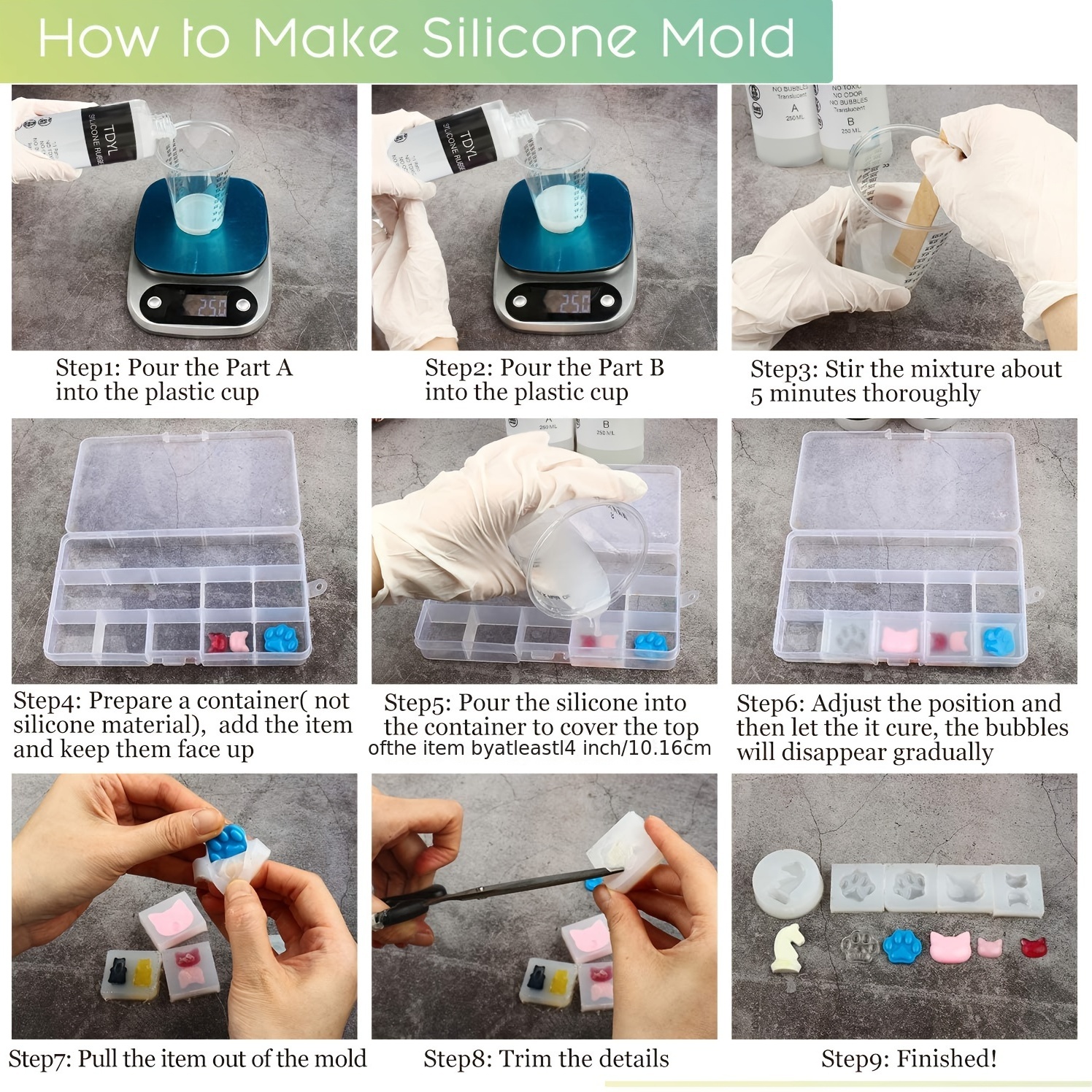 Make silicone mold in two parts per casting