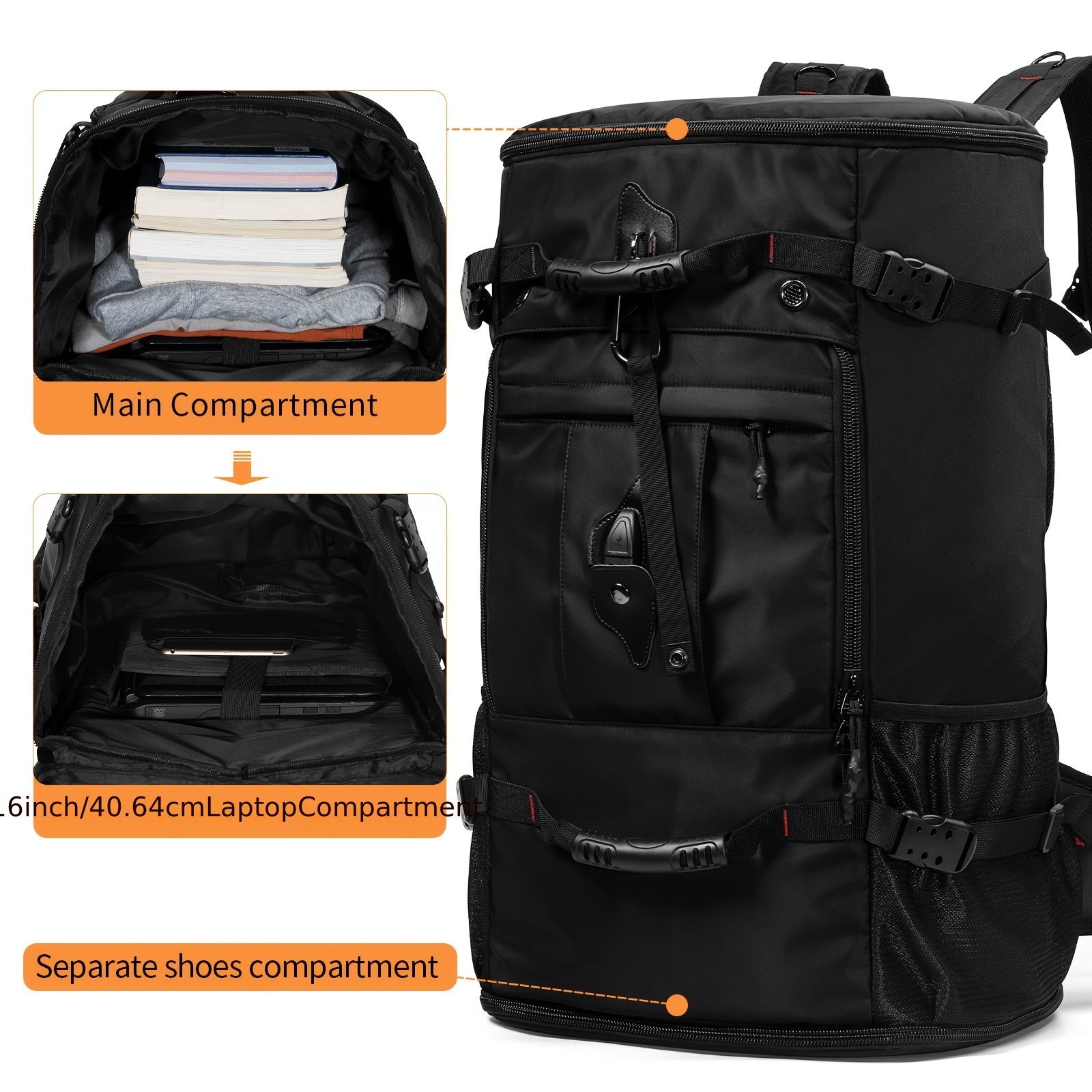 MEDIUM BACKPACK TREKKING IN NYLON - BLACK