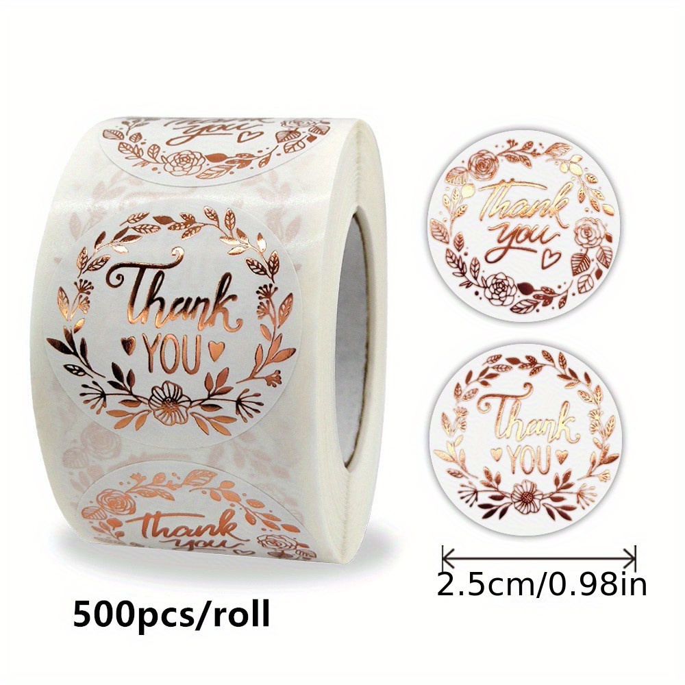 Image of 500/roll Hot Stamping Thank You Stickers Baking Decoration Labels Sealing Stickers Gift Box Packaging Decoration Stickers