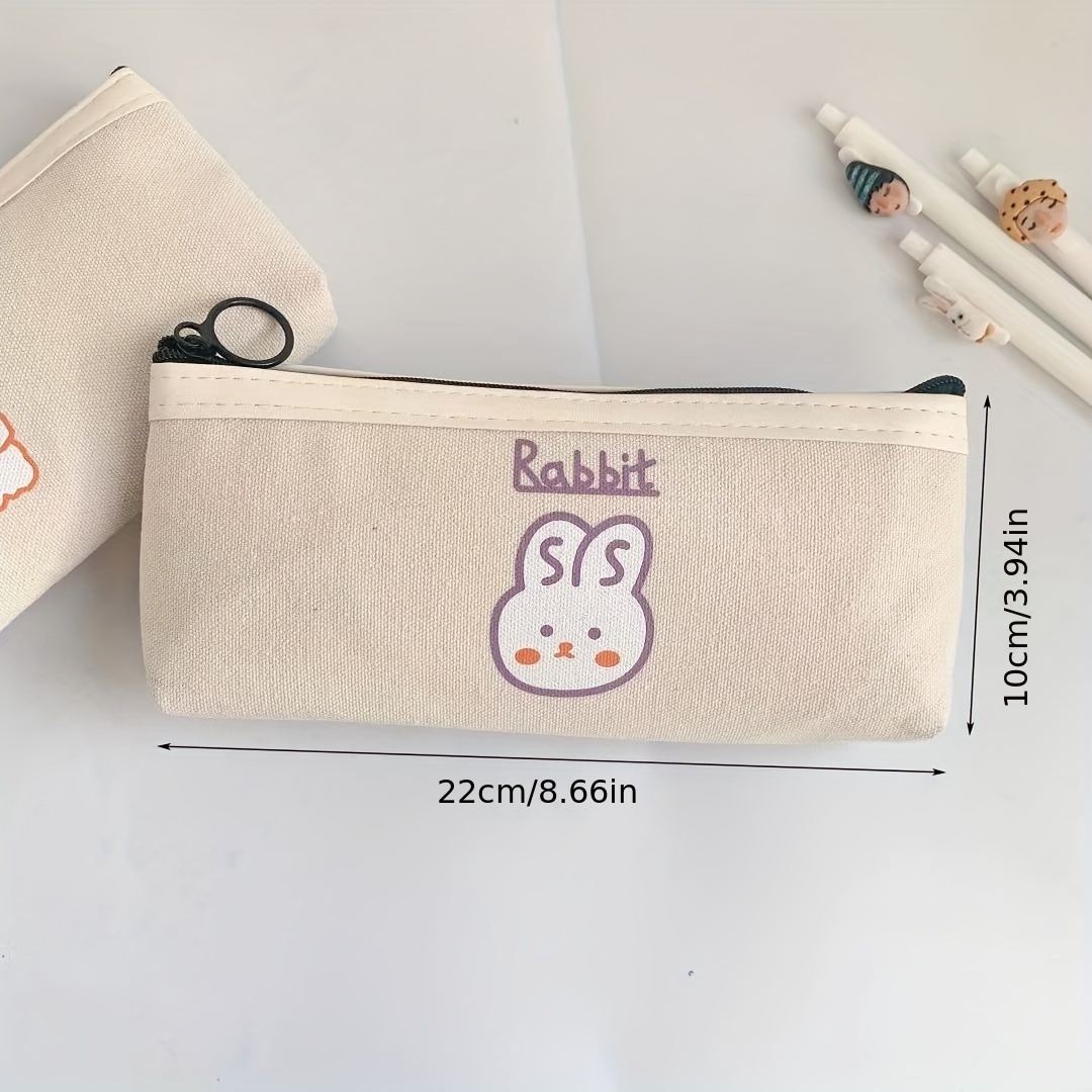 1pc Cat & Rabbit & Plaid Pattern High Capacity Pencil Bag, Cute Portable  Pencil Box For School Student, Office