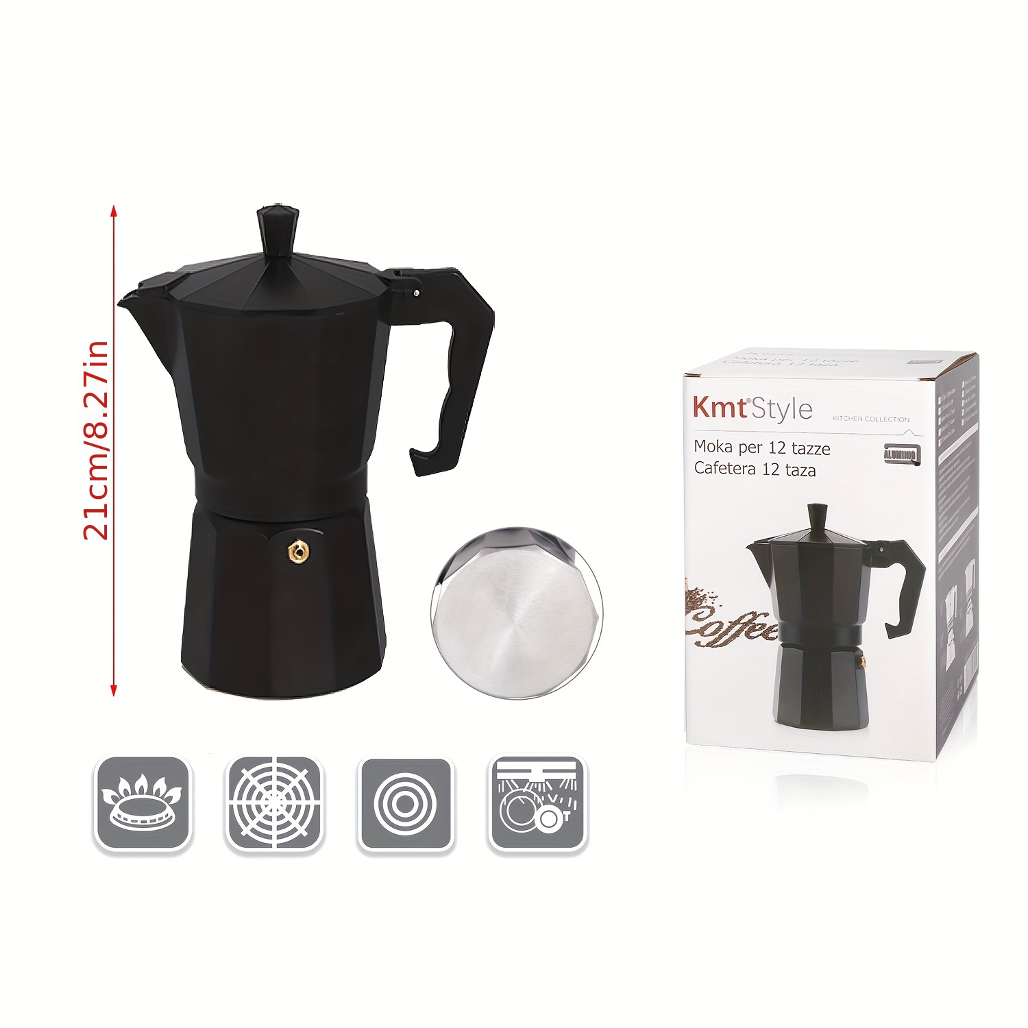 Coffee Moka Pot Mocha Latte Coffee Machine Mocha Espresso Coffee Pot Stove  Coffee Machine Simple to Use (Color : Black, Size : 450ml) (Black 450ml)