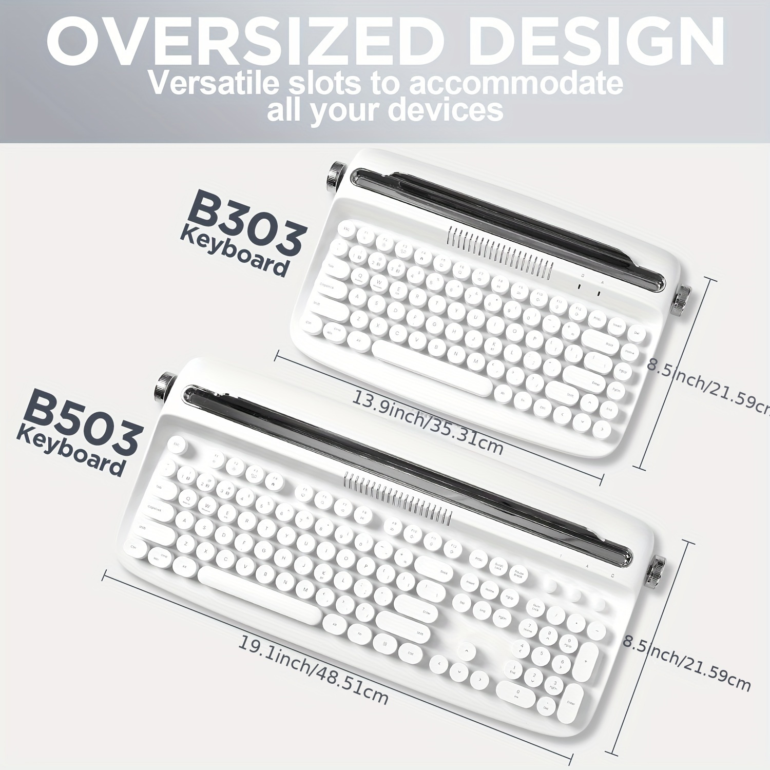  b503 white wireless typewriter keyboard retro bt aesthetic keyboard with integrated stand for multi device details 5