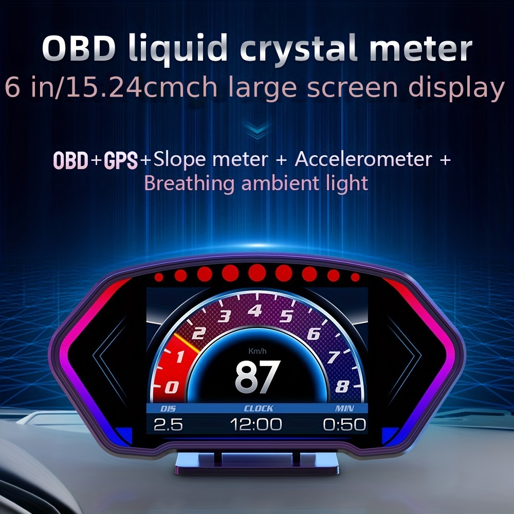 Inclinometer Car Level Sensor Hud Gradient Obd+gps Real time - Temu