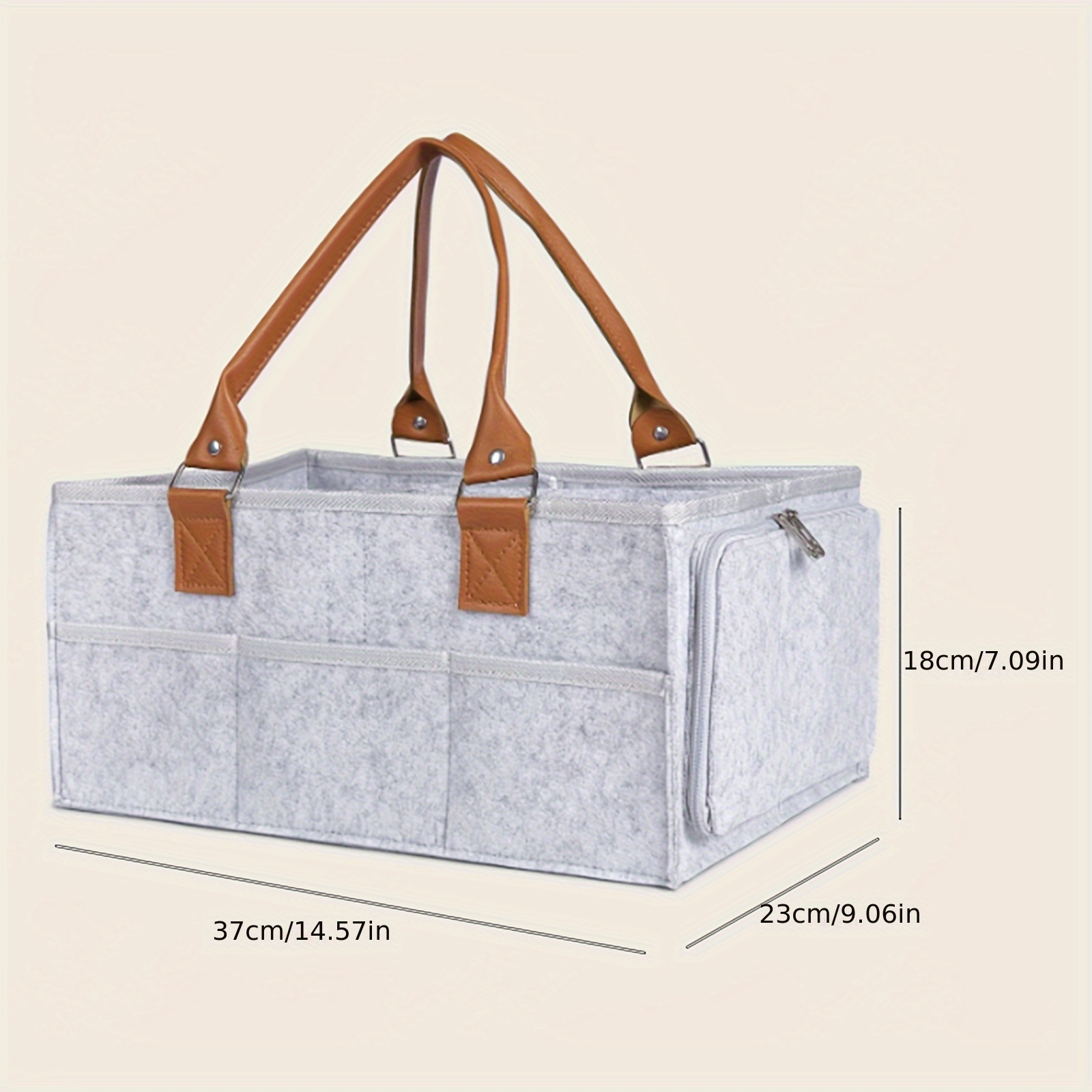 Light Grey Foldable Mommy Diaper Bag with Large Capacity