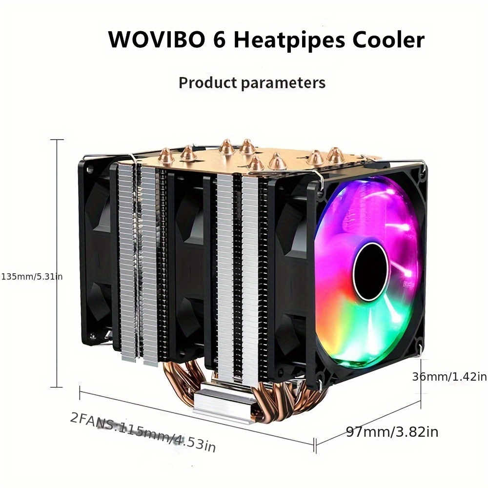 6 Heatpipes Rgb Cpu Cooler Dissipatore Calore Silenzioso Pwm - Temu Italy