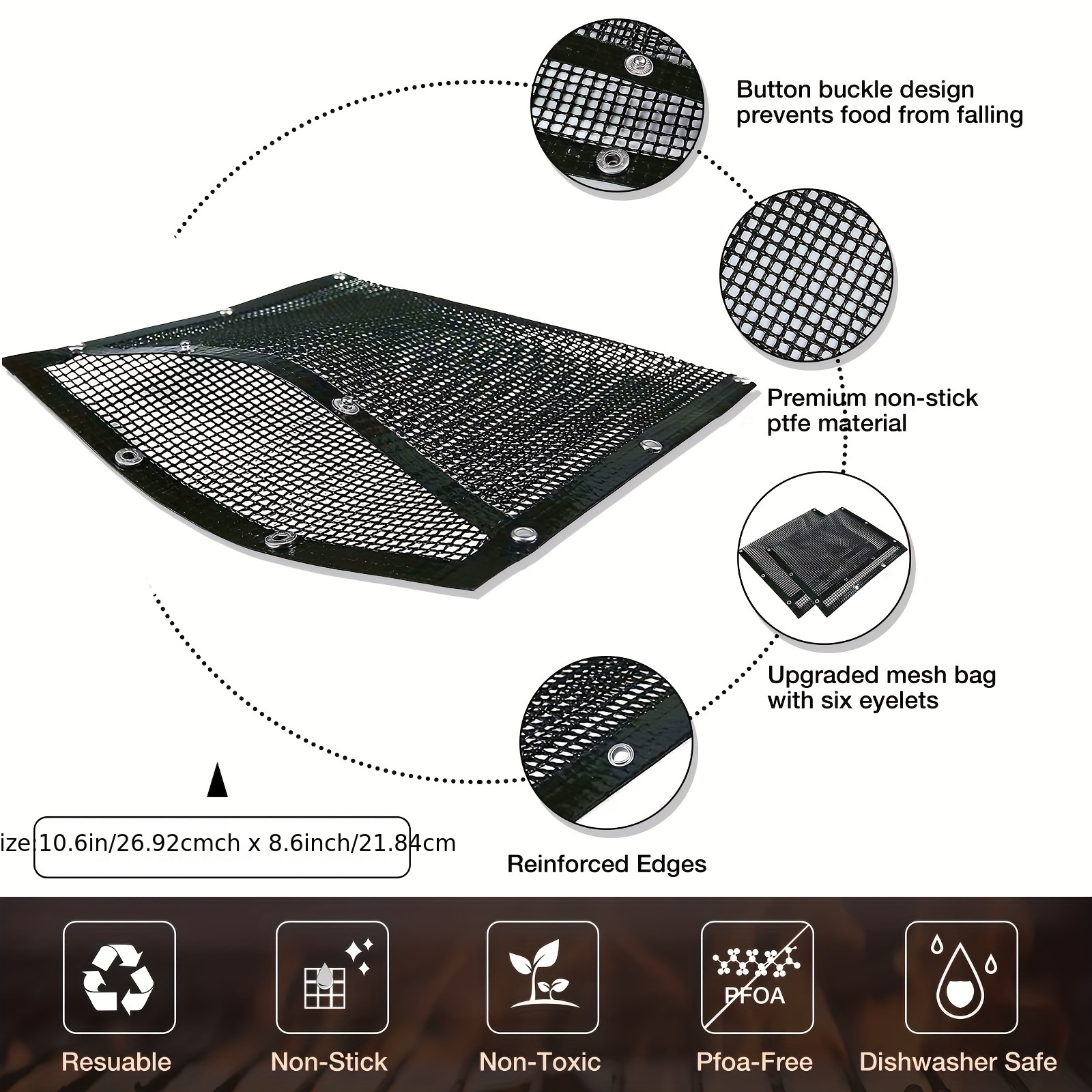 BBQ Accessories Mesh Grill Bags for Outdoor Grill,more than Grill  Mat,Non-stick Resuable,Easy to Clean,Works on Electric Grill Outdoor Gas  Charcoal