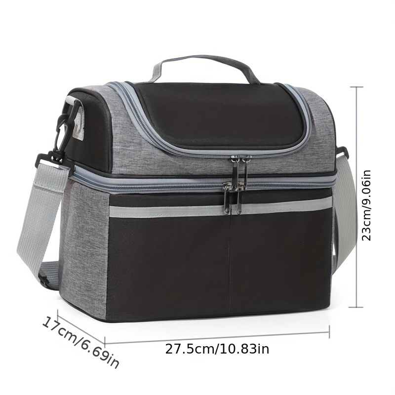 TEMU 1 pieza Bolsa de almuerzo aislante versátil de capa en y - Tela Oxford, lavable a , 10.83" x 9.54" x 6.57" con correa de o asa de transporte -