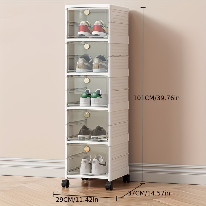 Plastic Folding Shoe Storage Boxes With Doors, Portable Boxes For Books,  Snacks, Clothes, Toys, Stackable Shoe Shelves, Suitable For Closet,  Wardrobe, Bedroom, Bathroom, Study, Living Room, Space Saving Household  Organizer - Temu