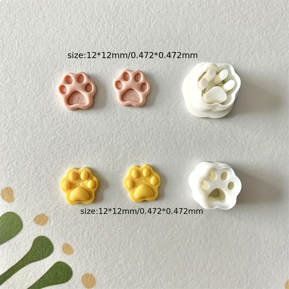 Image of 2pcs Set Cute Paw Print Clay Cutters - Cartoon Designs For Diy Earrings, Jewelry & Crafts