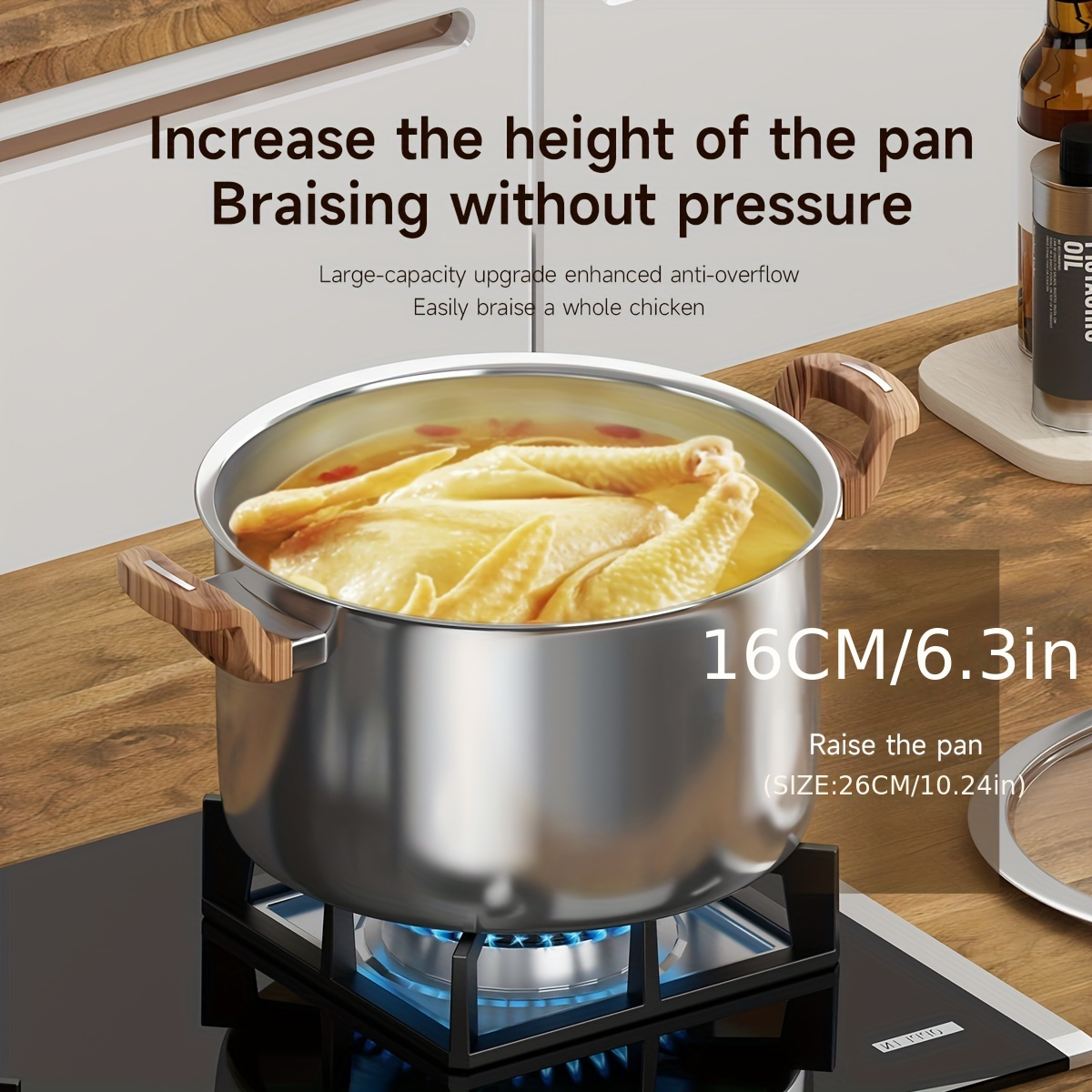 1pc 8 5l stainless steel soup pot 26cm thick food grade 316l non stick induction cooktop compatible heavy duty kitchen cookware for   boiling and steaming details 8