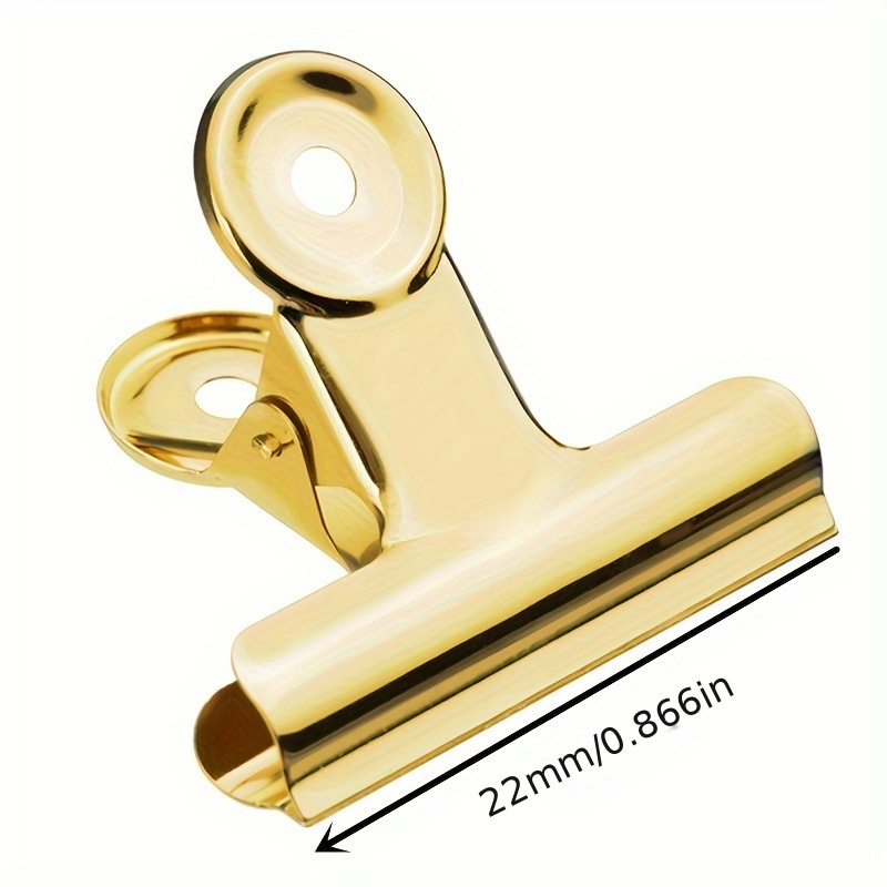 10pcs Golden Metal Push Pin Clips - Heavy Duty Bulldog Clips With Smooth Glossy Finish For Cork Boards, Bulletin Boards & Office Organization, Document Securing | Stylish Paper Clips | Glossy