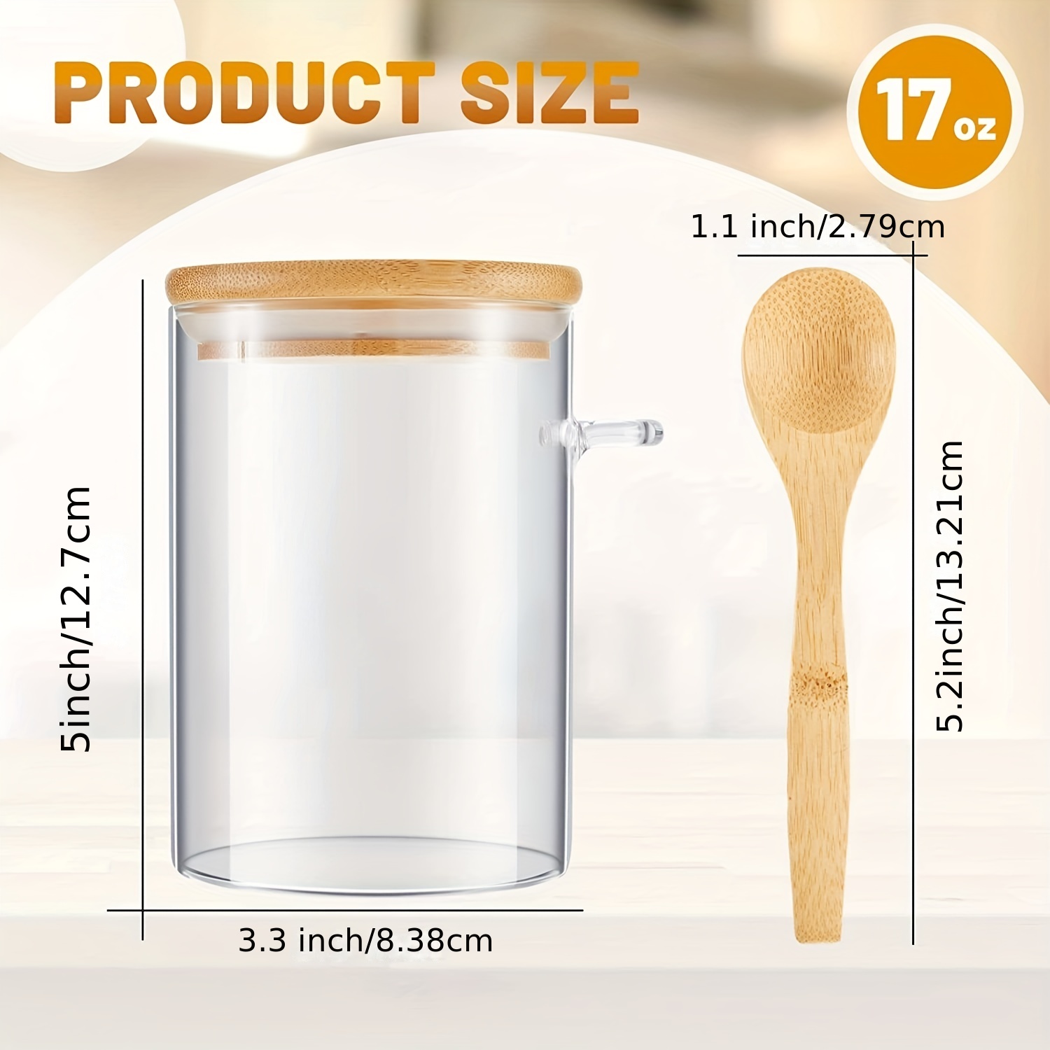 Glass Jars With Bamboo Lids And Spoon Small Glass - Temu
