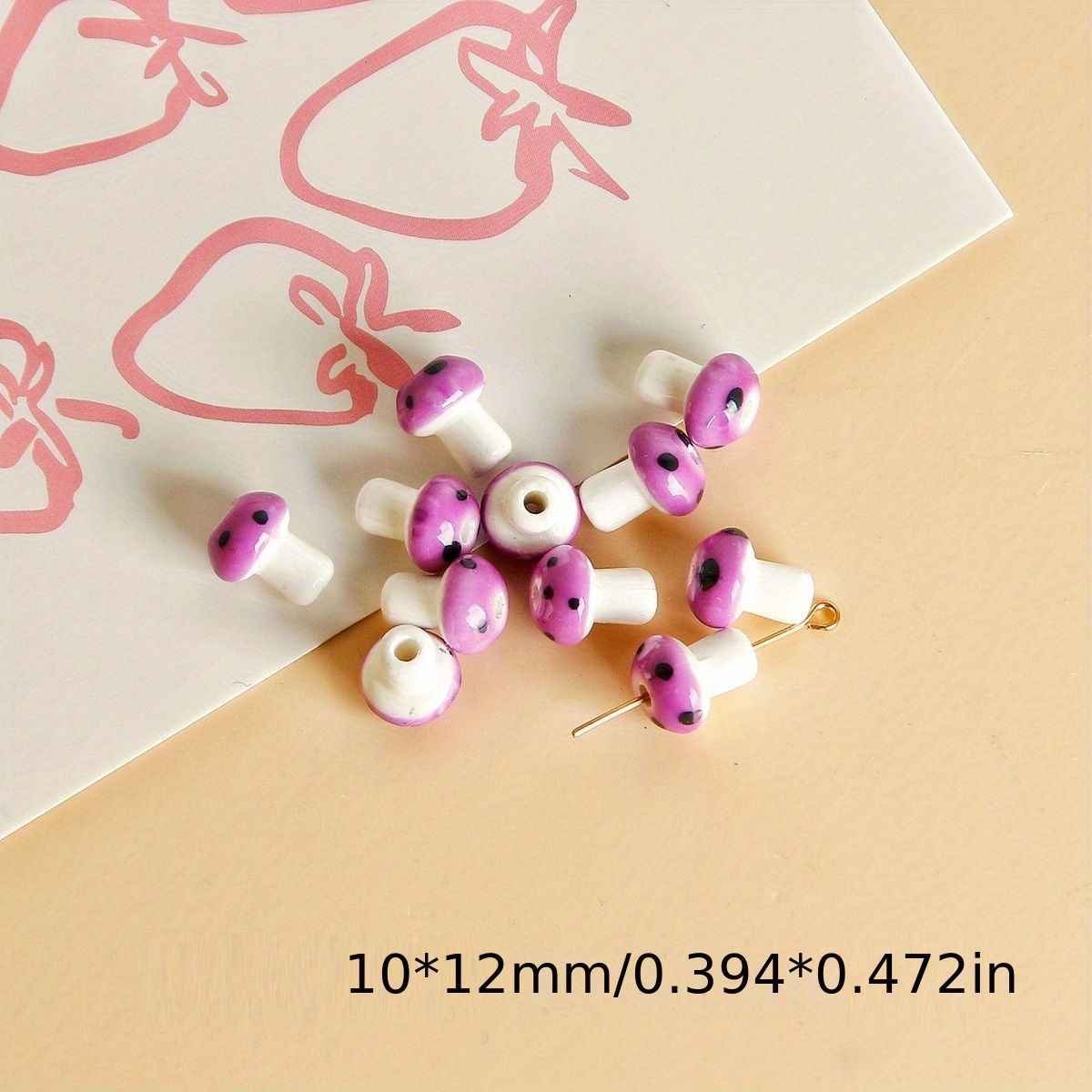 Colour Cute Mushroom Beads Glass Loose Spacer Bead Jewelry - Temu