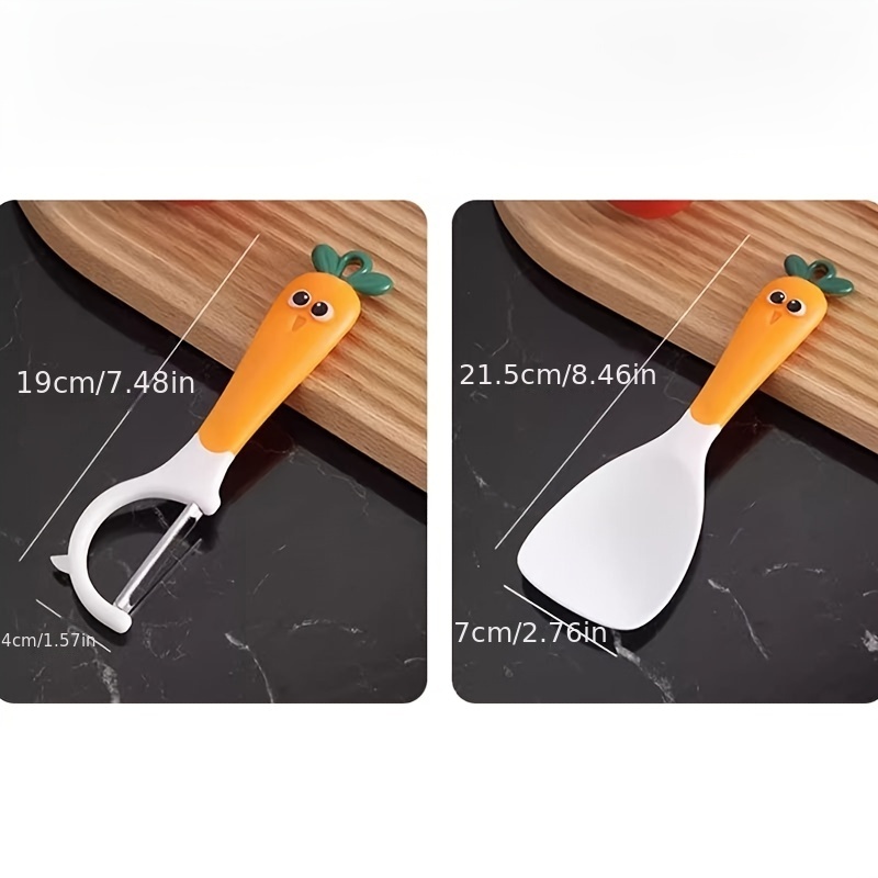 5pcs/set, Cute Carrot Kitchen Utensils Set, Plastic Rice Spoon, Non-stick  Rice Spoon, Soup Spoon, Egg Beater, Pasta Spoon, Vegetable Fruit Peeler, Coo