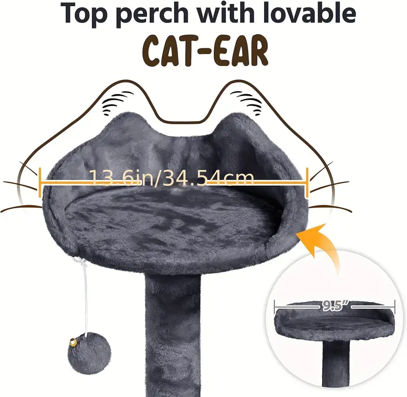 de gato cinzenta de vários níveis de 54 com caixas de dormir , de , fibra de poliéster, brinquedo de para gatos Detalhes do produto 5