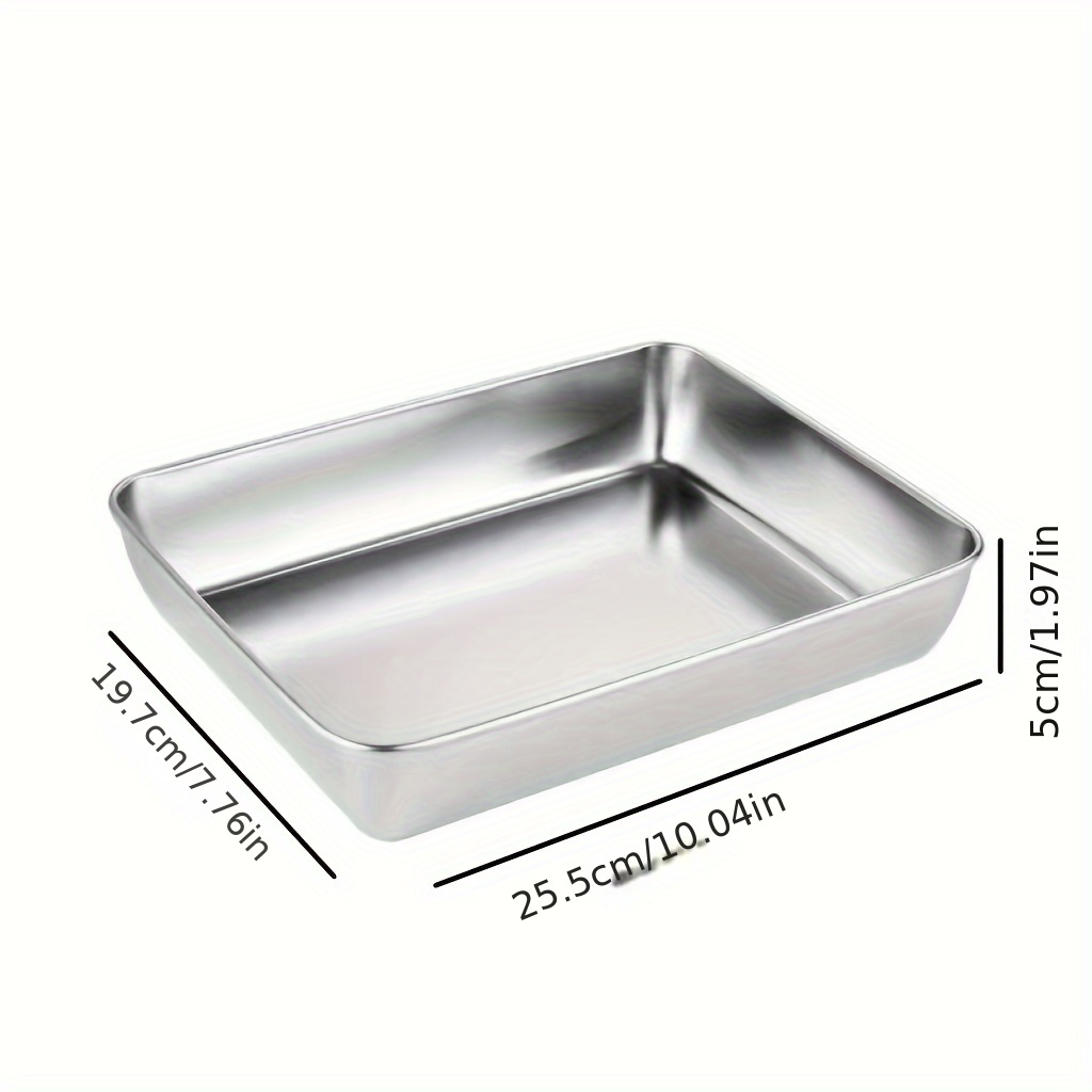 1pc, Stainless Steel Rectangular Baking Sheet, Tiramisu Deep Baking Pan,  Kitchen Baking Supplies, 9.84inch×7.87inch×2.36inch