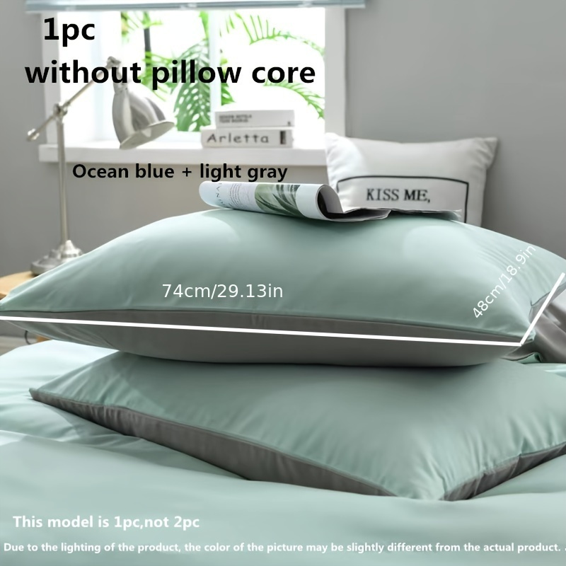 Image of 1pc Solid Color Dual-tone Brushed Pillowcase - Soft And Skin-friendly/ With Different Colors On Front And Back. Envelope Opening/for Bedroom, Living Room, And Sofa. (pillow Insert Not Included)