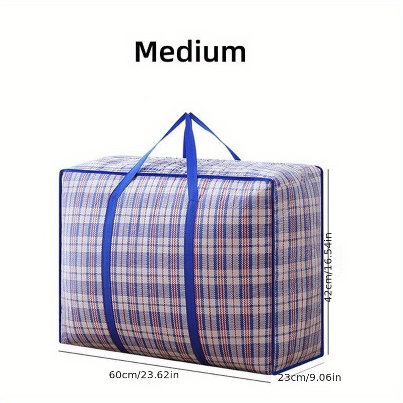 jumbo plastic checkered storage laundry shopping bags w. zipper